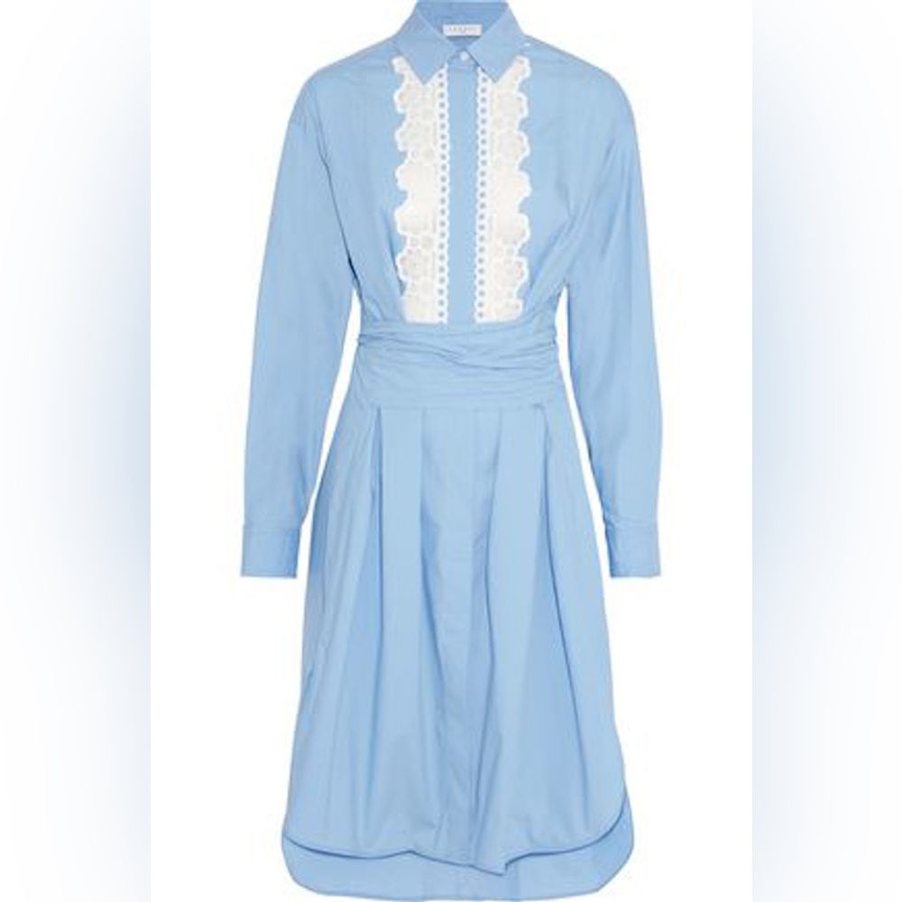 SANDRO PARIS Women Blue Cox Poplin Long Sleeve‎ Shirt Dress Small size 4
